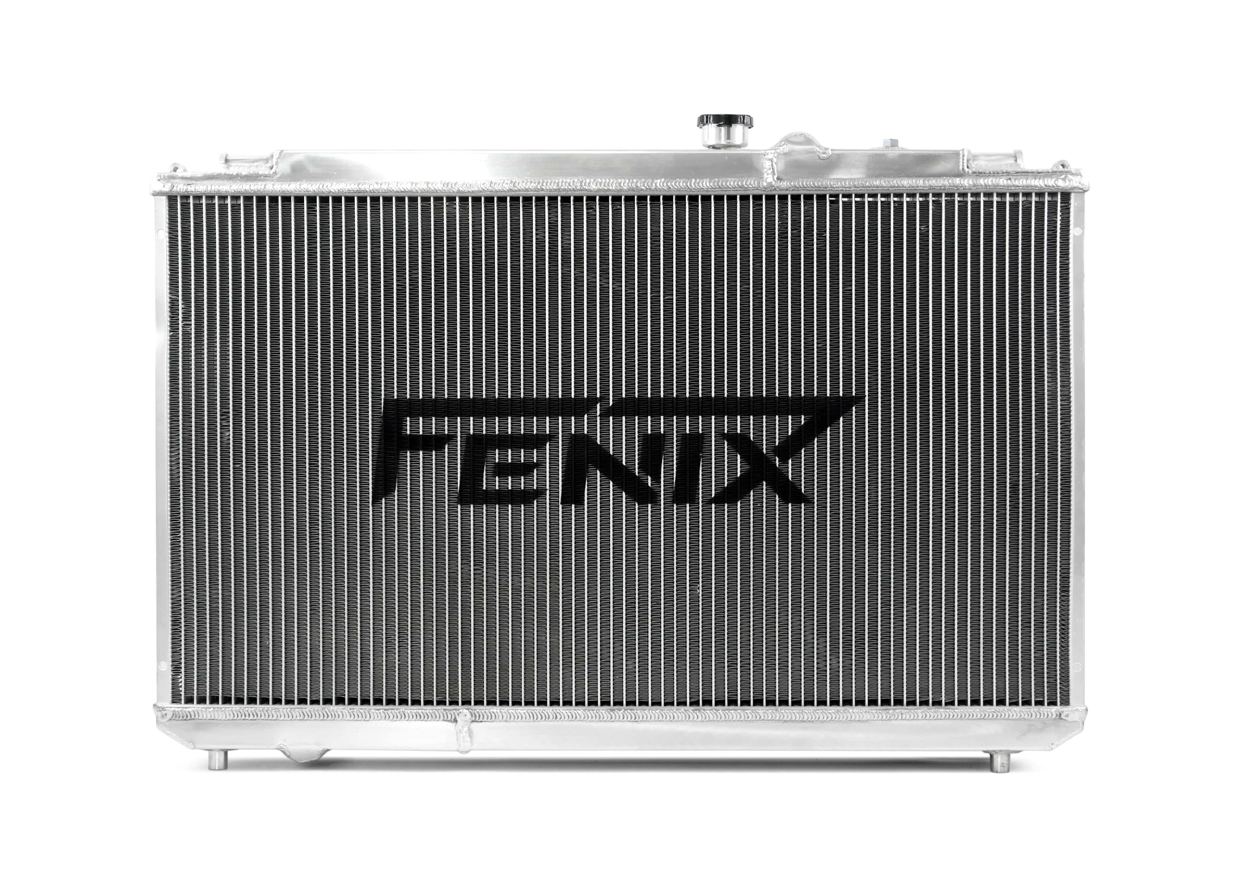 Fenix Cooling Performance Radiator Pro Series [Single Pass] / Polished Top Tank [Special Order] / With x2 SPAL 14" 1864CFM Toyota Chaser, Cresta & Mark II JZX100 1JZ-GTE 1996-2001 | Performance Radiator SR