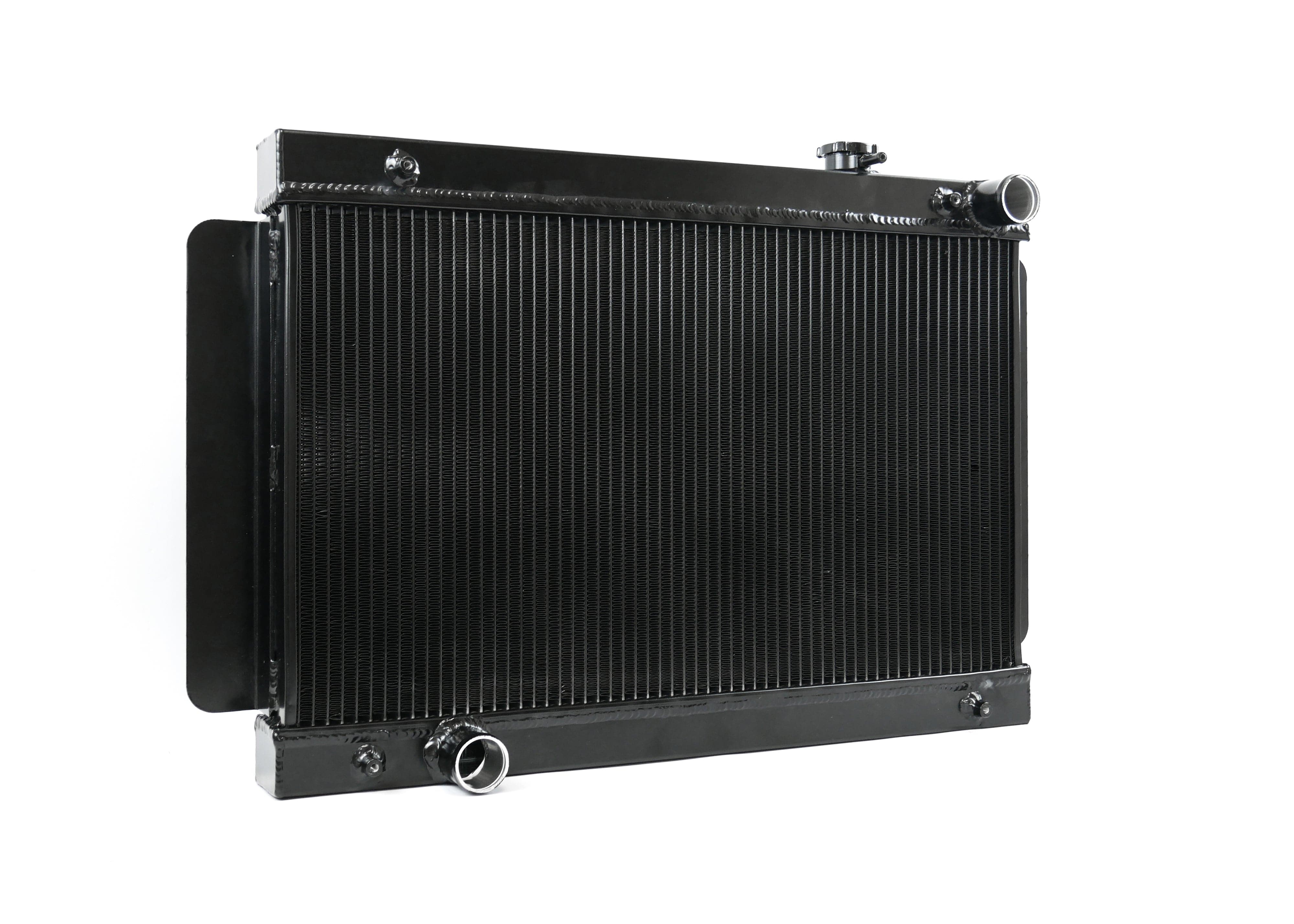 Fenix Cooling Performance Radiator Raw / With x2 Fenix 120W 12" Holden HQ & Torana 1967-1980 [SHORT - Top Pipe Right / Bottom Pipe Left] SR