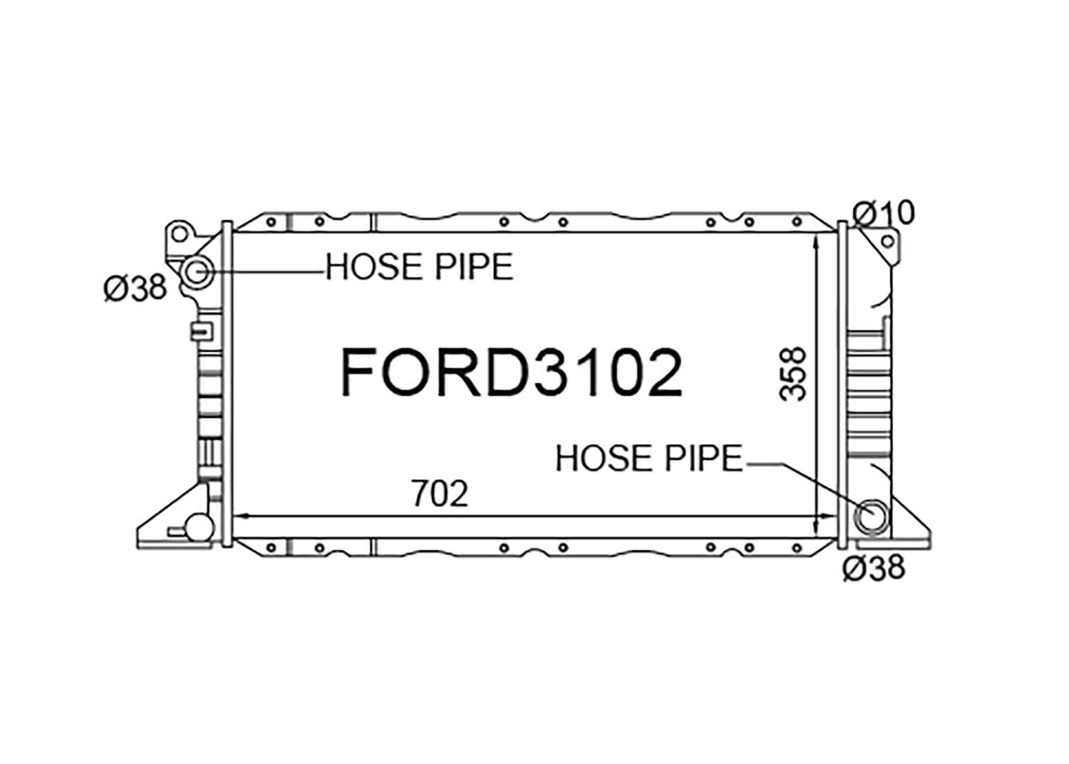 Fenix Cooling Radiator Ford Transit EY 2.5L Turbo Diesel 1994-2003 [Wide] SR