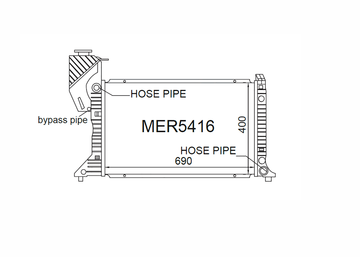 Fenix Cooling Radiator Mercedes Sprinter W901 Diesel 2000-2006 [With Pipe] SR