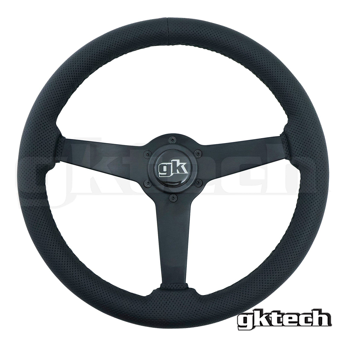 GKTECH Steering Wheels & Hubs Perforated Black Leather GKTech Steering Wheel 350mm Flat Leather SR