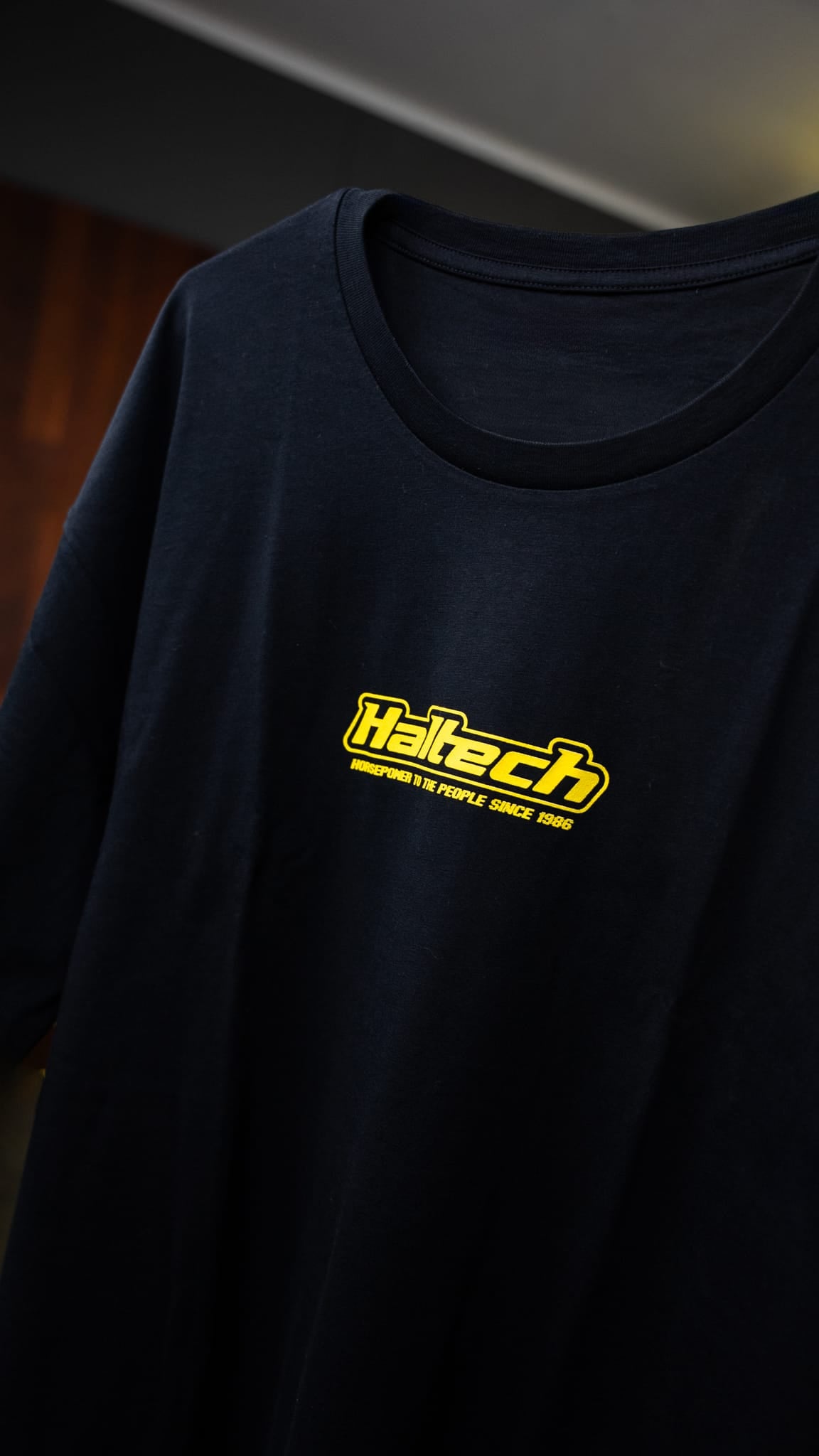 Haltech Apparel & Merchandise Haltech New Classic Tee - Yellow Logo (HT-330000YL) SR