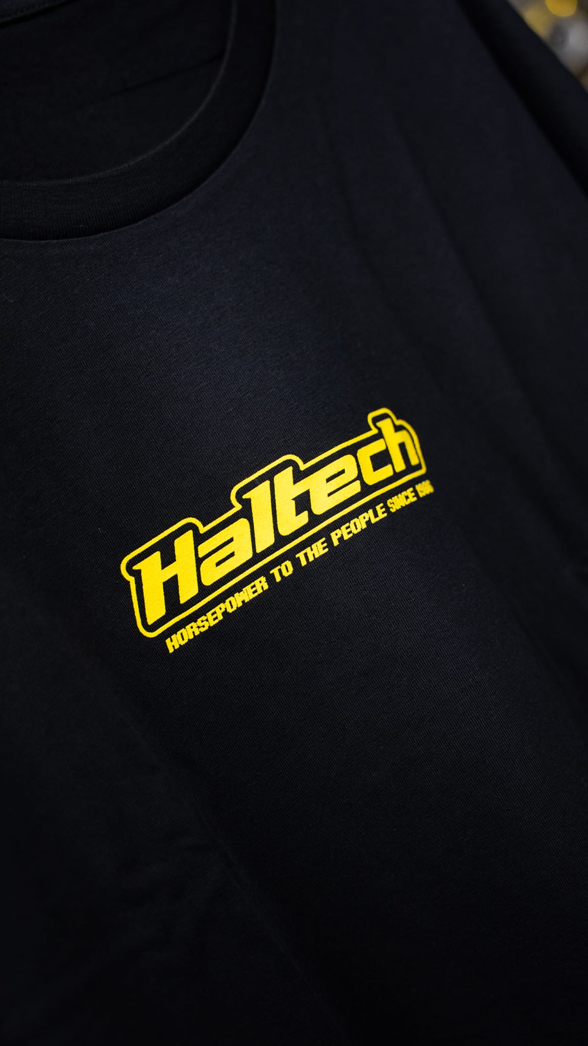 Haltech Apparel & Merchandise Haltech New Classic Tee - Yellow Logo (HT-330000YL) SR