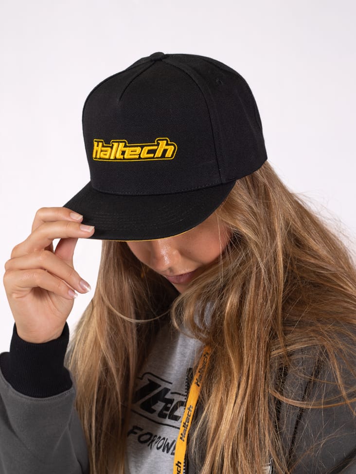 Haltech Apparel & Merchandise Haltech Snapback Cap Black with Yellow Logo Size: One size fits all Haltech Snapback Cap Black with Yellow Logo (HT-301001) SR