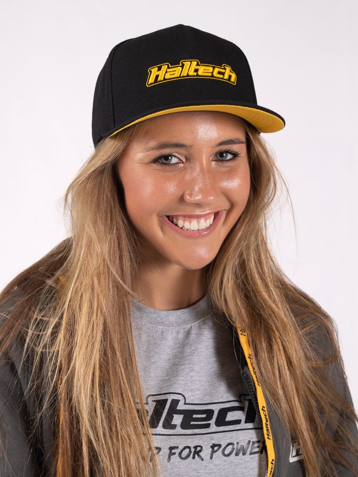 Haltech Apparel & Merchandise Haltech Snapback Cap Black with Yellow Logo Size: One size fits all Haltech Snapback Cap Black with Yellow Logo (HT-301001) SR