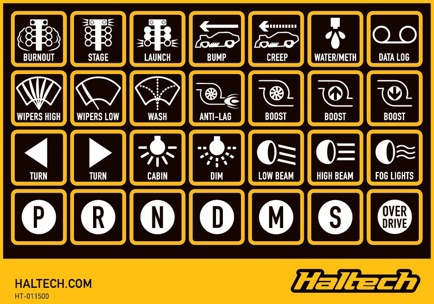 Haltech Engine Management CAN Keypad Label Set Haltech CAN Keypad Label Set (HT-011500) SR