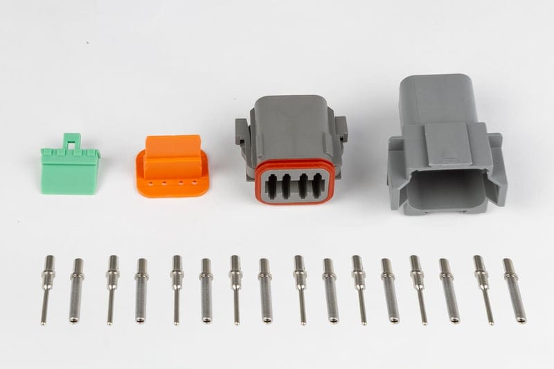 HALTECH Plug and Pins Only - Matching Set of Deutsch DT-8 Connectors (DT06-8S + DT04-8P) - (13 Amp) HALTECH Plug and Pins Only - Matching Set of Deutsch DT-8 Connectors (DT06-8S + DT04-8P) - (13 Amp) SR