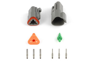 Haltech Plug and Pins Only - Matching Set of Deutsch DT-3 Connectors (DT06-3S + DT04-3P) - (13 Amp) (HT-031113)