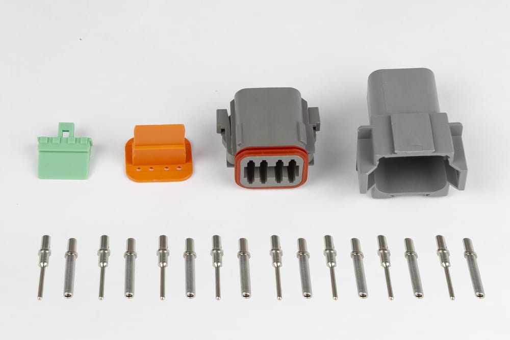 Haltech Plugs & Pins Plug and Pins Only - Matching Set of Deutsch DT-8 Connectors (DT06-8S + DT04-8P) - (13 Amp) Haltech Plug and Pins Only - Matching Set of Deutsch DT-8 Connectors (DT06-8S + DT04-8P) - (13 Amp) (HT-031116) SR
