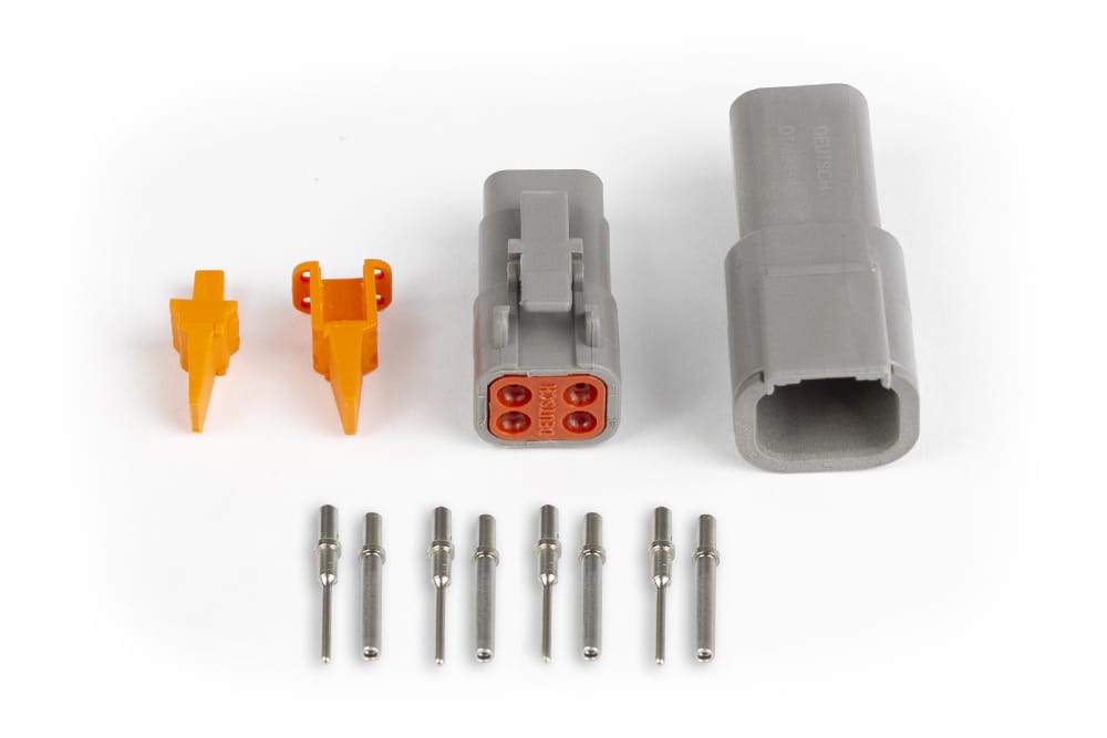 Haltech Plugs & Pins Plug and Pins Only - Matching Set of Deutsch DTM-4 Connectors (7.5 Amp) Haltech Plug and Pins Only - Matching Set of Deutsch DTM-4 Connectors (7.5 Amp) (HT-031014) SR