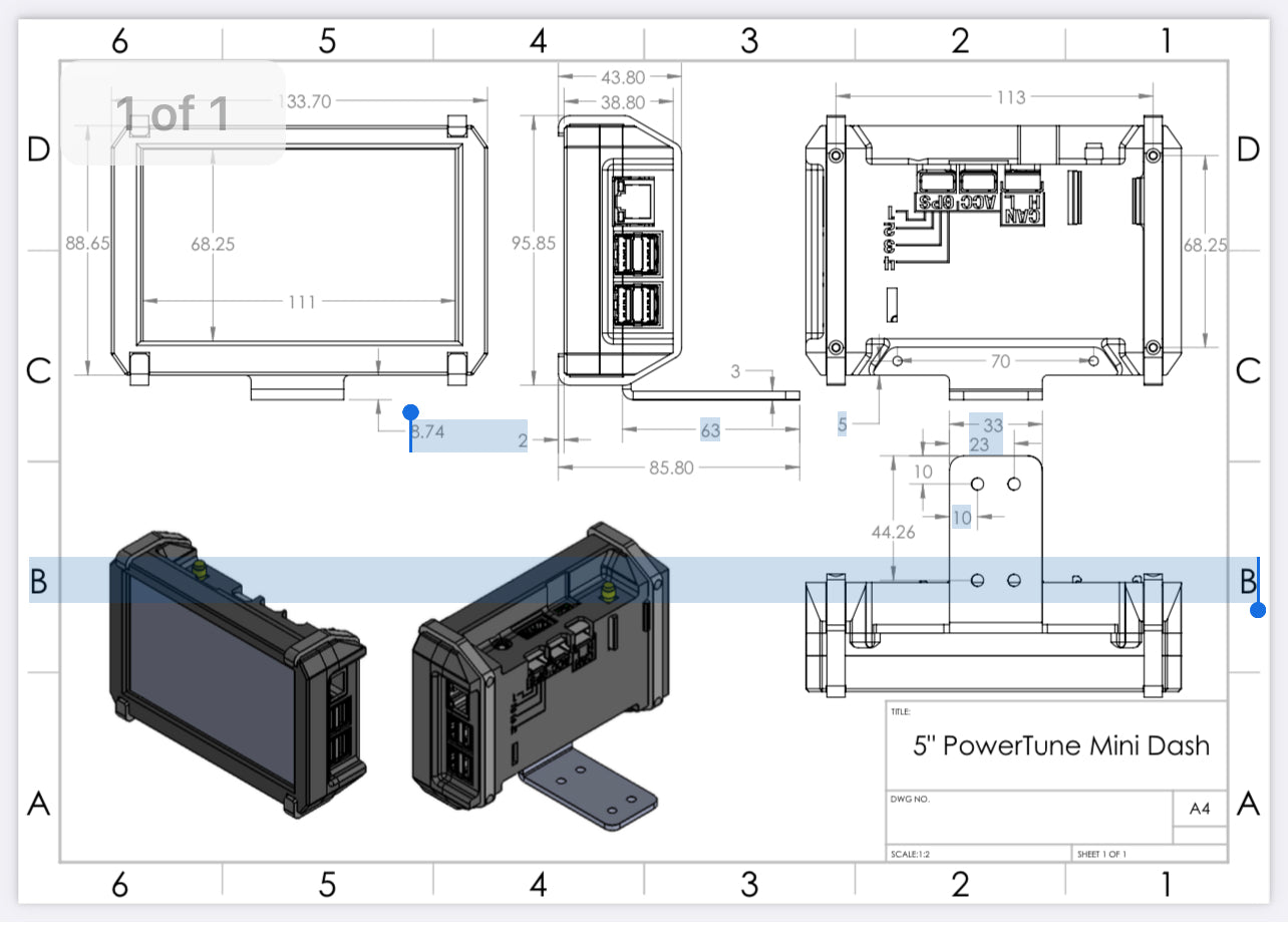 PowerTune Digital Mini Dash V5