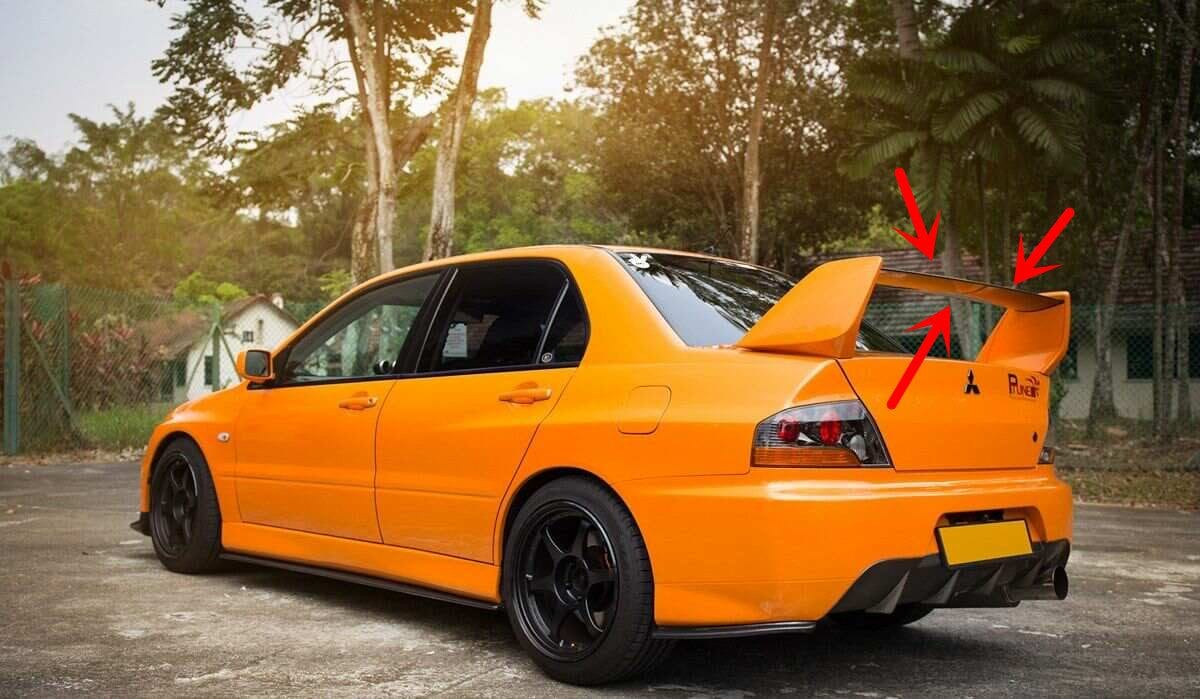 Luxury Sports Luxury Sports Factory EVO 9 Style Spoiler Carbon Mid Blade Mitsubishi EVO 7-9 SR