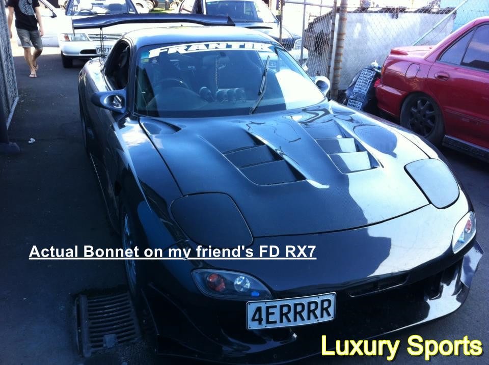 Luxury Sports SR RE Style Carbon Bonnet For Mazda RX7 FD -PP SR