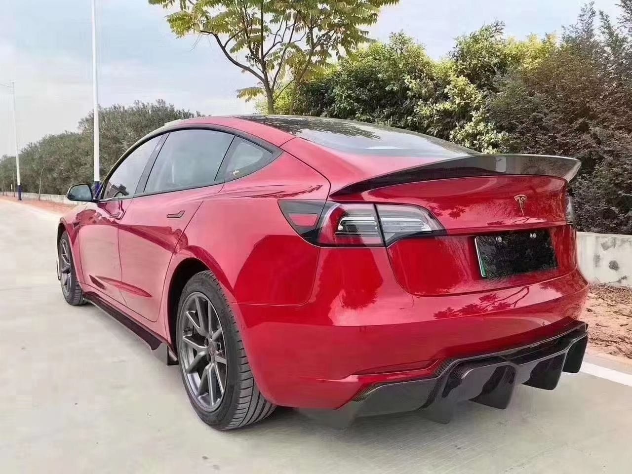 Luxury Sports Pay Total Price Now SR V Style Carbon Rear Spoiler For Tesla Model 3 -PP SR