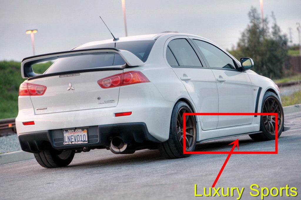 Luxury Sports SR Damd style Side Skirts Extension For Mitsubishi EVO X Fiberglass SR