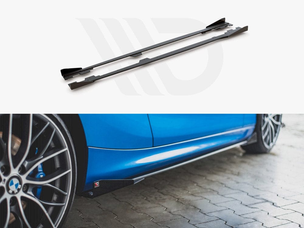 Maxton Design Black + Gloss Flaps Racing Durability Side Skirts Diffusers + Flaps BMW 1 F21 M135i / M140i / M-Pack Maxton Design SR