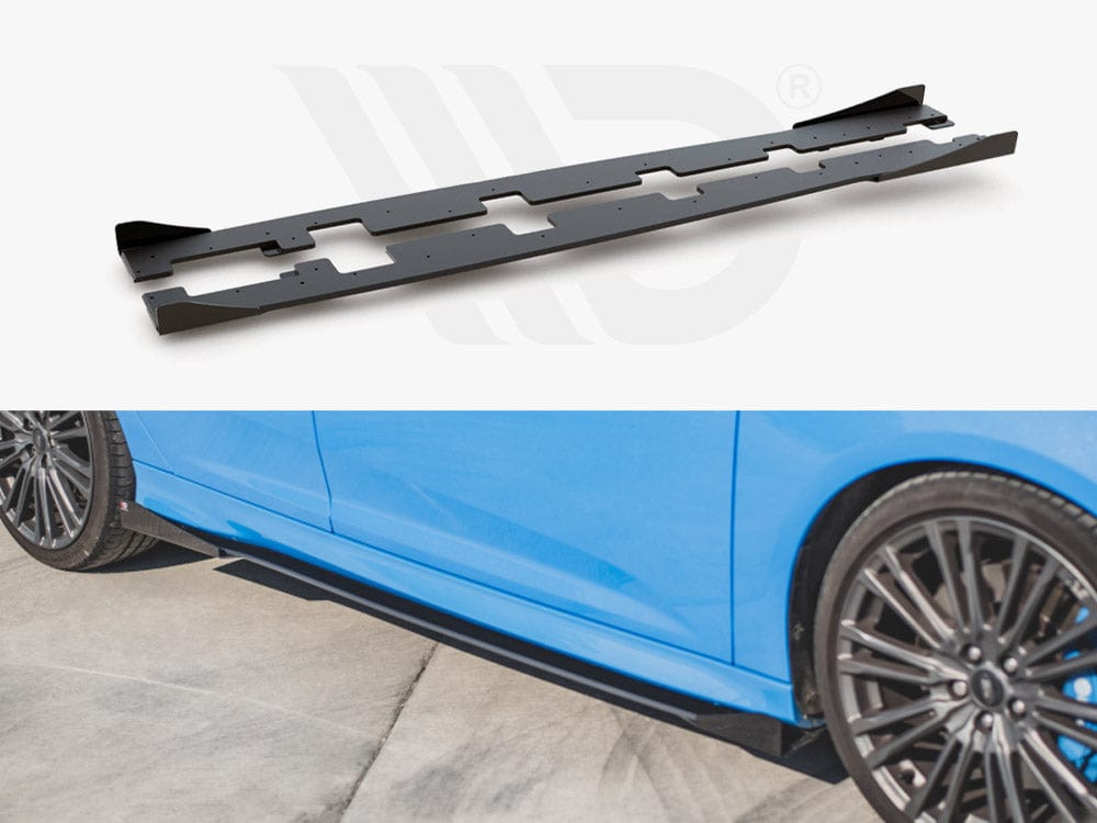 Maxton Design Black + Gloss Flaps Racing Durability Side Skirts Diffusers (+flaps) Ford Focus RS MK3 2015-2018 Maxton Design SR