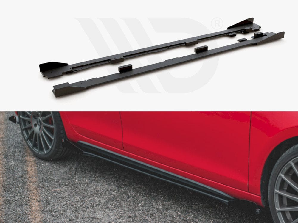 Maxton Design Black + Gloss Flaps Racing Durability Side Skirts Diffusers (+flaps) VW Golf GTI MK6 2008-2012 Maxton Design SR