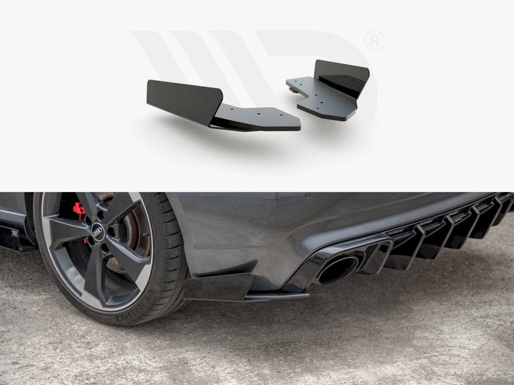 Maxton Design Black + Gloss Flaps Rear Side Splitters (+flaps) Audi RS3 8V Sportback 2015-2016 Maxton Designs SR