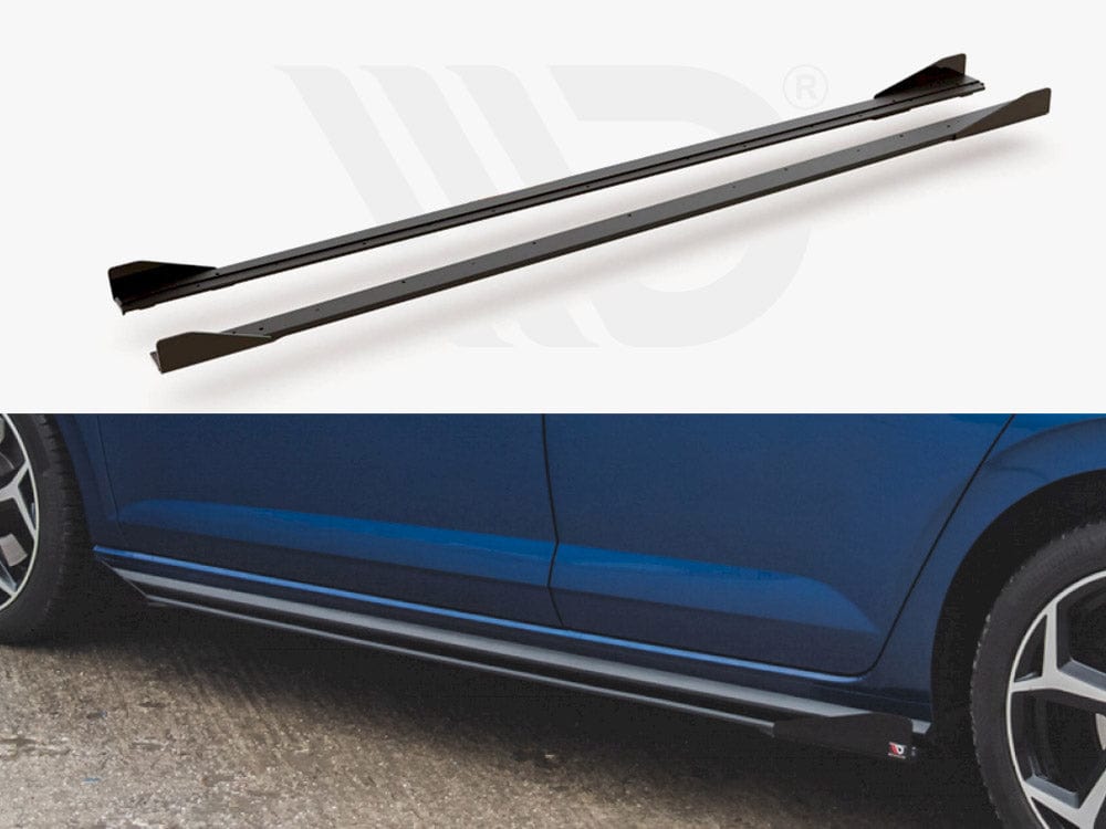 Maxton Design Black + Gloss Flaps Side Skirts Diffusers (+flaps) VW Polo GTI MK6 2017-2021 Maxton Design SR