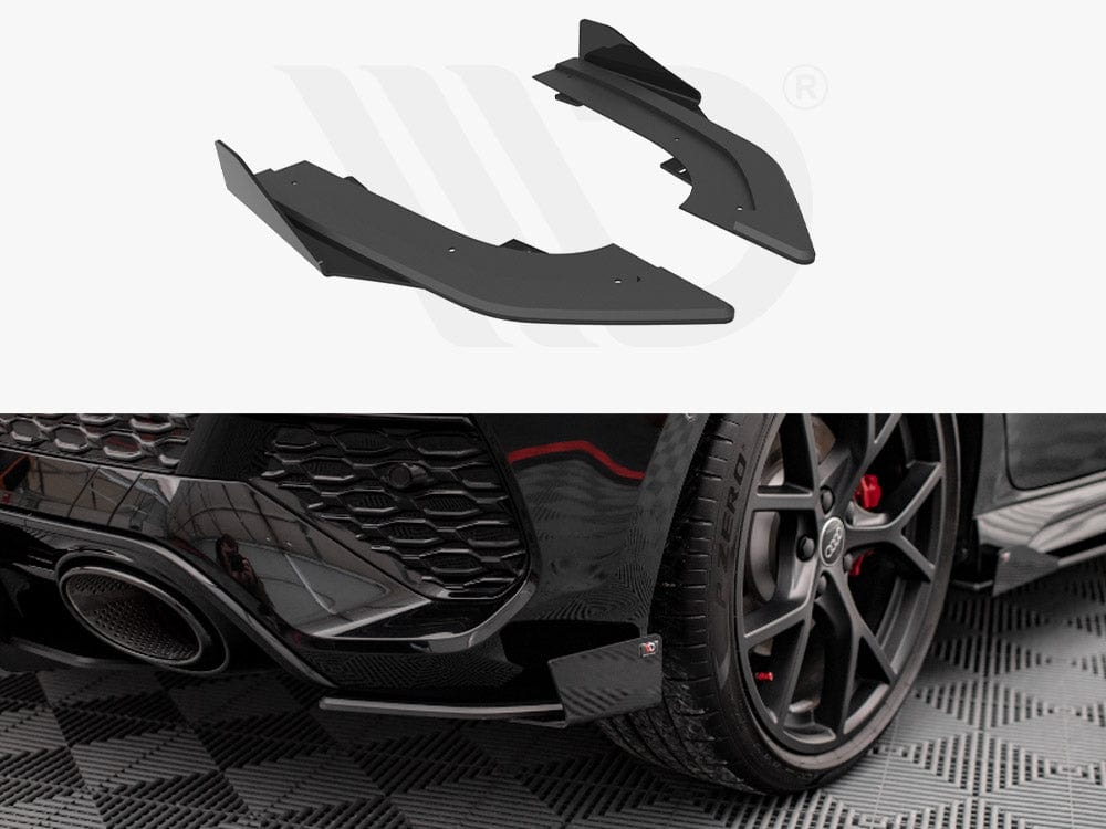 Maxton Design Black + Gloss Flaps Street PRO Rear Side Splitters + Flaps Audi RS3 Sportback 8Y Maxton Design SR