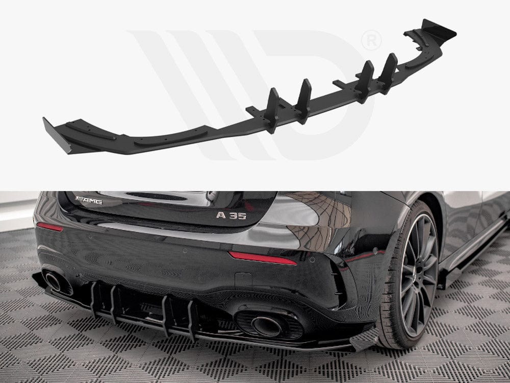 Maxton Design Black + Gloss Flaps Street PRO Rear Valance + Flaps Mercedes A35 AMG Hatchback Aero Pack W177 Maxton Design SR