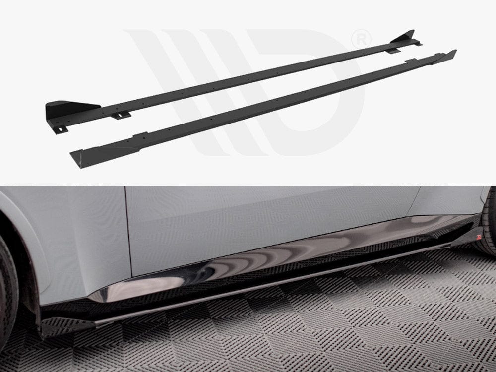Maxton Design Black + Gloss Flaps Street PRO Side Skirts Diffusers + Flaps BMW 2 Coupe M-Pack / M240i G42 Maxton Design SR