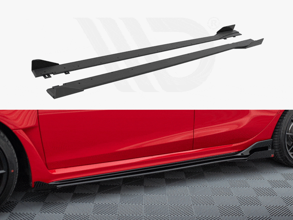 Maxton Design Black + Gloss Flaps Street PRO Side Skirts Diffusers + Flaps Honda Civic Type-R Mk 11 Maxton Design SR