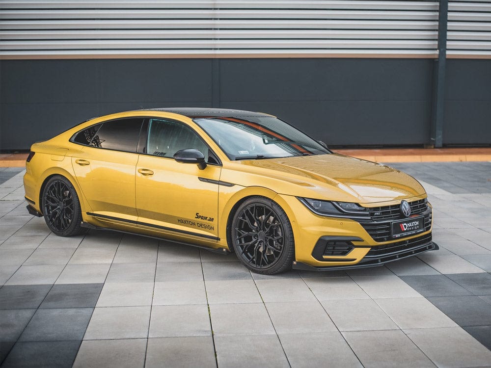 Maxton Design Black-Red + Gloss Flaps Front Splitter + Flaps VW Arteon R-Line 2017- Maxton Design SR