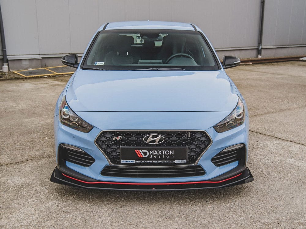 Maxton Design Black-Red + Gloss Flaps Racing Durability Front Splitter + Flaps Hyundai I30 N Mk3 Hatchback / Fastback Maxton Design SR