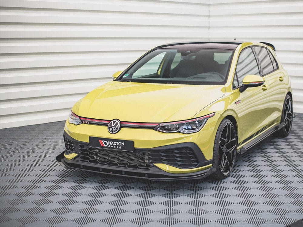 Maxton Design Black-Red + Gloss Flaps Racing Durability Front Splitter + Flaps VW Golf 8 GTI Clubsport 2020- Maxton Design SR