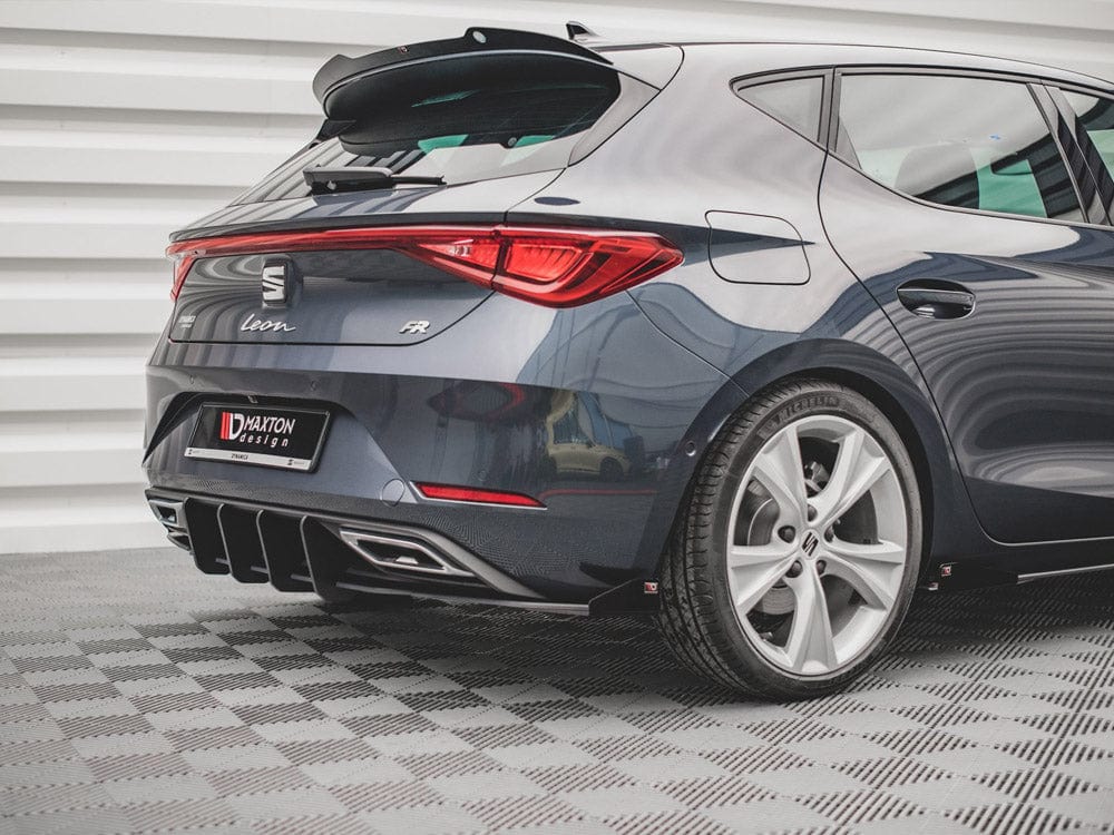 Maxton Design Black-Red + Gloss Flaps Racing Durability Rear Valance (+flaps) Seat Leon FR Hatchback MK4 2020- Maxton Design SR