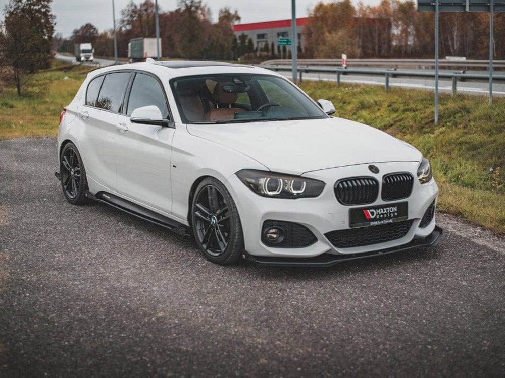Maxton Design Black-Red + Gloss Flaps Racing Durability Side Skirts Diffusers V.2 + Flaps BMW 1 F20 M-Pack Facelift / M140i Maxton Design SR