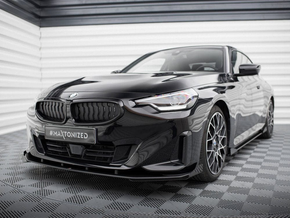 Maxton Design Black-Red + Gloss Flaps Street PRO Front Splitter + Flaps BMW 2 Coupe G42 Maxton Design SR
