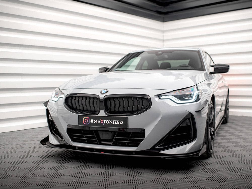 Maxton Design Black-Red + Gloss Flaps Street PRO Front Splitter + Flaps BMW 2 Coupe M-Pack / M240i G42 Maxton Design SR