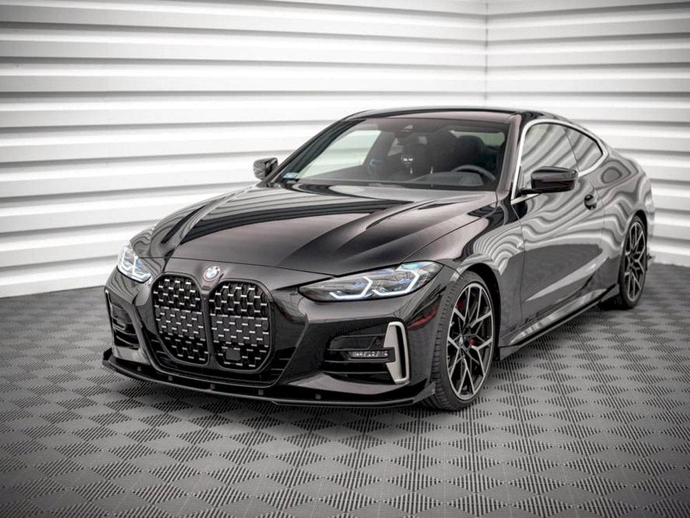 Maxton Design Black-Red + Gloss Flaps Street PRO Front Splitter (+flaps) Bmw 4 M-pack G22 2020- Maxton Design SR