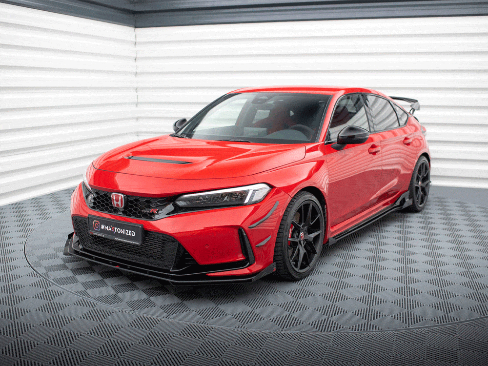 Maxton Design Black-Red + Gloss Flaps Street PRO Front Splitter + Flaps Honda Civic Type-R Mk 11 Maxton Design SR
