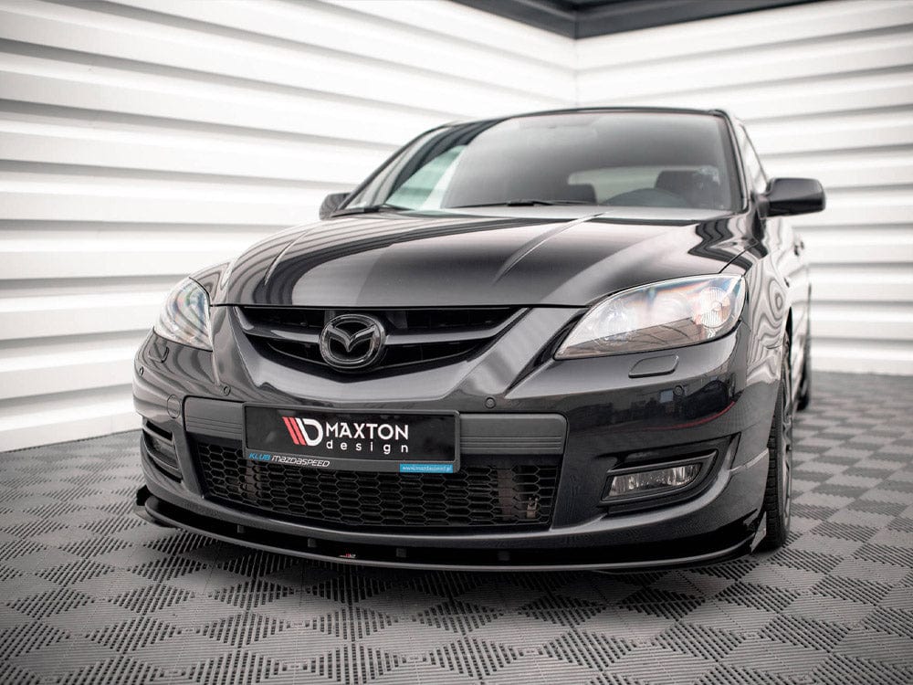 Maxton Design Black-Red + Gloss Flaps Street PRO Front Splitter V.1 (+flaps) Mazda 3 MPS MK1 2006-2008 Maxton Design SR