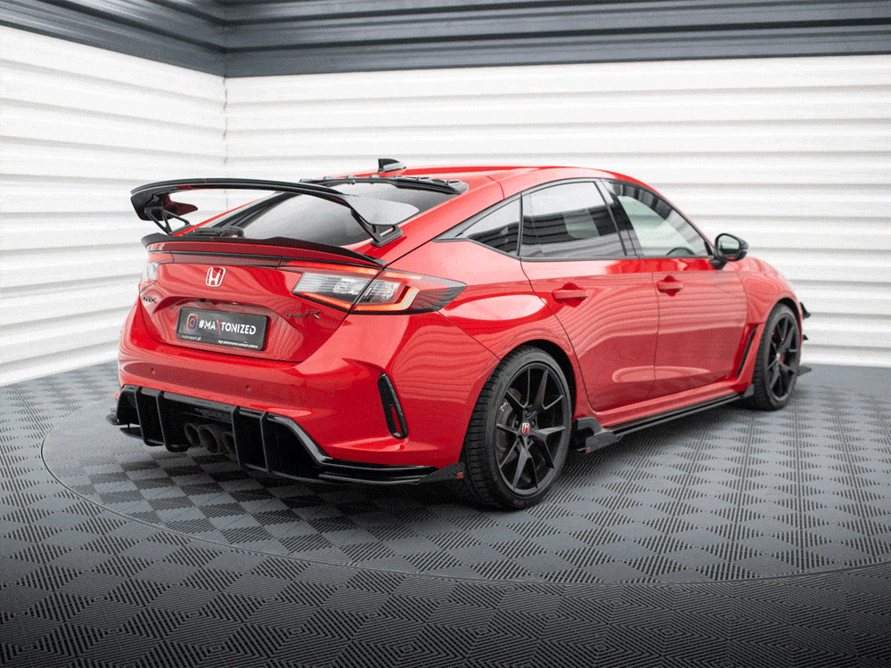 Maxton Design Black-Red + Gloss Flaps Street PRO Rear Diffuser + Flaps Honda Civic Type-R Mk 11 Maxton Design SR