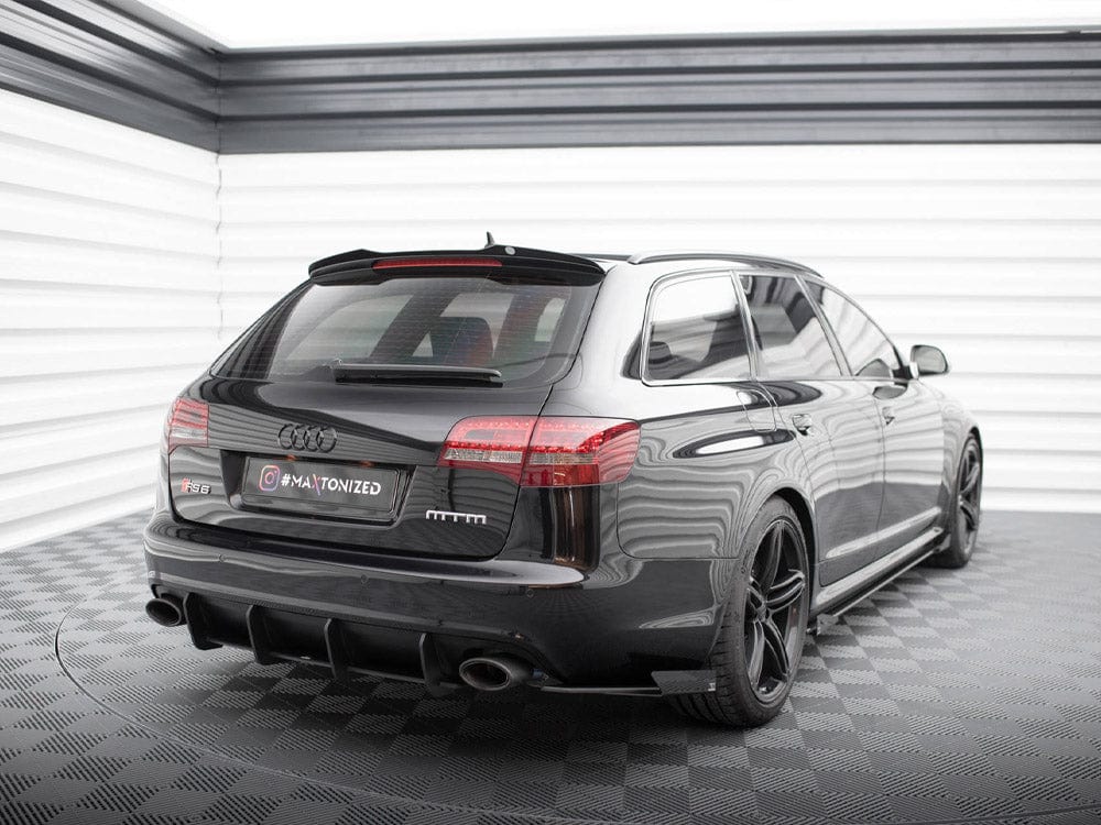 Maxton Design Black-Red + Gloss Flaps Street Pro Rear Side Splitters + Flaps Audi RS6 Avant C6 Maxton Design SR