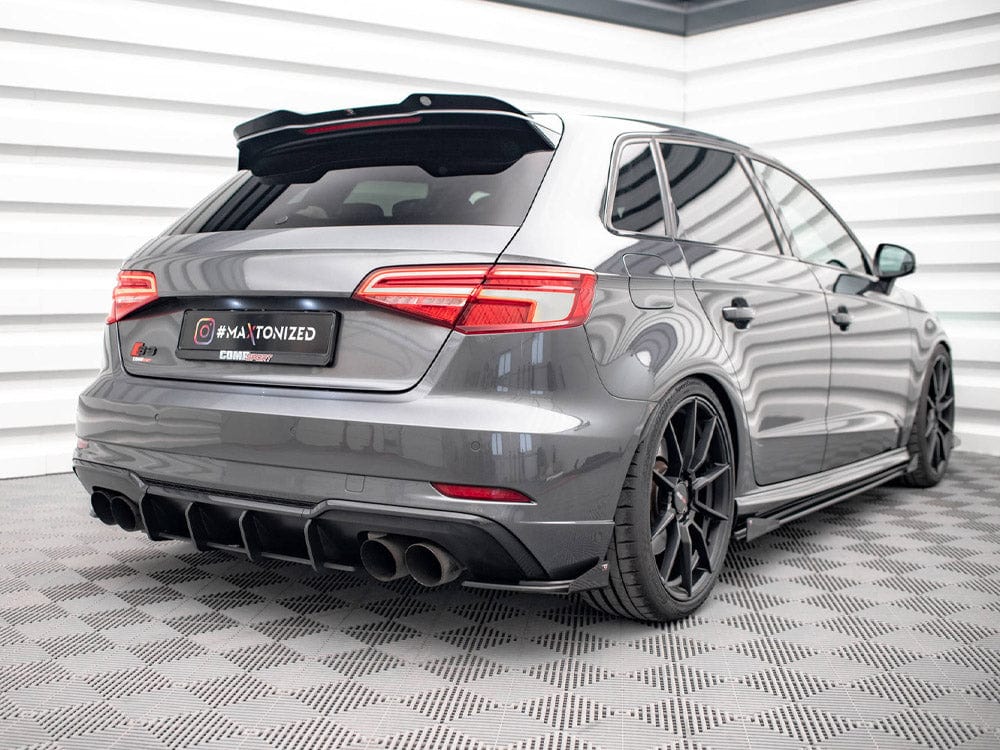 Maxton Design Black-Red + Gloss Flaps Street PRO Rear Side Splitters (+flaps) Audi S3 Sportback 8V Facelift Maxton Design SR