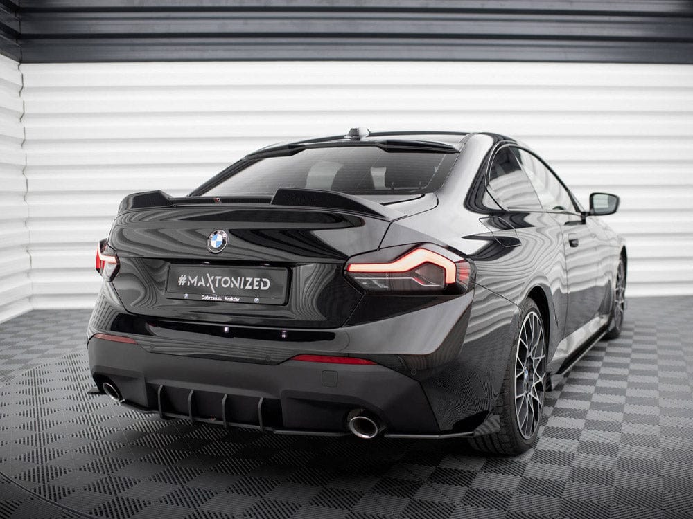 Maxton Design Black-Red + Gloss Flaps Street Pro Rear Side Splitters + Flaps BMW 2 Coupe G42 Maxton Design SR