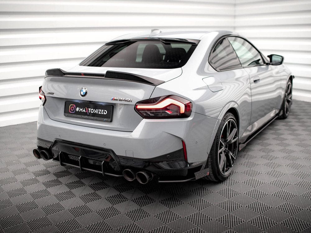 Maxton Design Black-Red + Gloss Flaps Street Pro Rear Side Splitters + Flaps BMW 2 Coupe M240i G42 Maxton Design SR