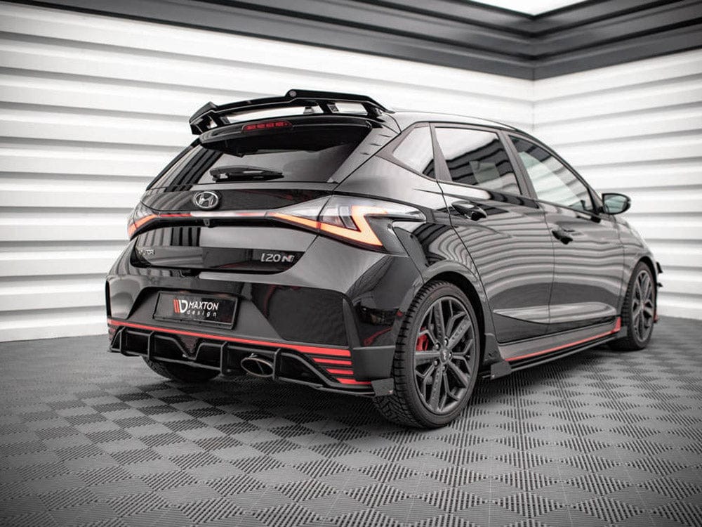 Maxton Design Black-Red + Gloss Flaps Street PRO Rear Side Splitters (+flaps) Hyundai I20 N MK3 2020- Maxton Design SR