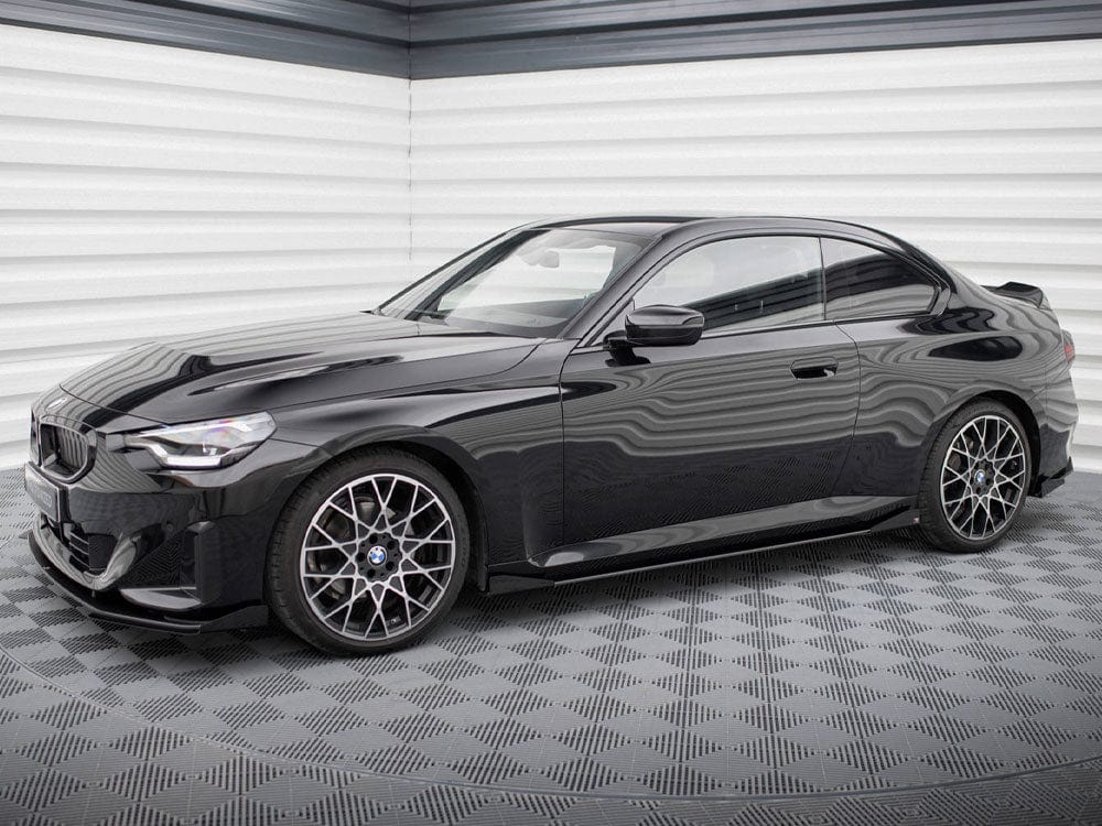 Maxton Design Black-Red + Gloss Flaps Street PRO Side Skirts Diffusers + Flaps BMW 2 Coupe G42 Maxton Design SR
