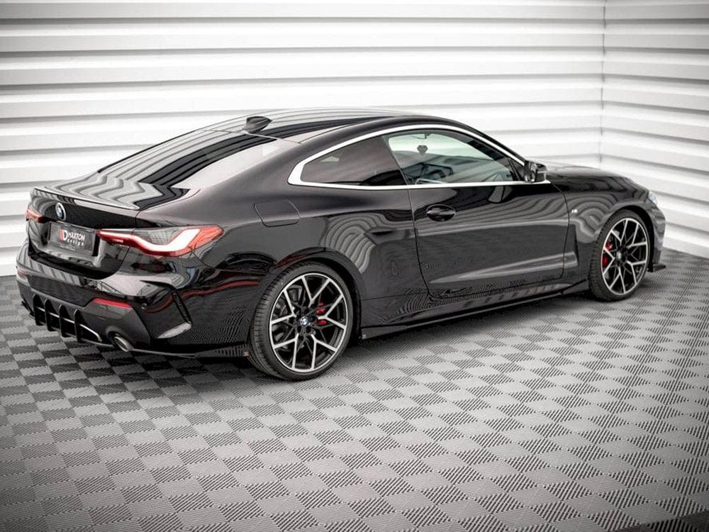 Maxton Design Black-Red + Gloss Flaps Street PRO Side Skirts Diffusers + Flaps BMW 4 M-Pack G22 Maxton Design SR