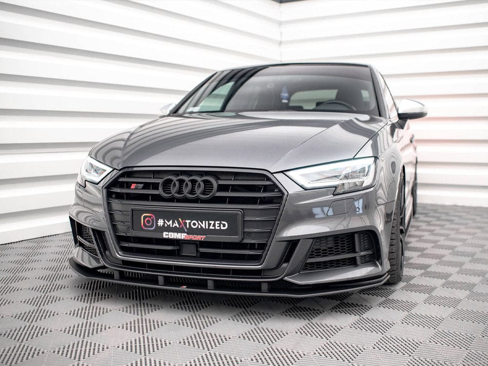 Maxton Design Black-Red Street PRO Front Splitter Audi S3 / A3 S-Line Sportback 8V Facelift Maxton Design SR