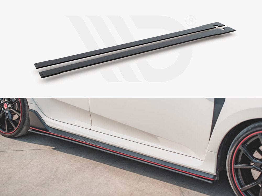 Maxton Design Black Side Skirts Diffusers V2 Honda Civic X Type-r 2017- Maxton Design SR