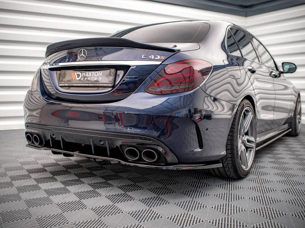 Maxton Design Carbon Look / Yellow Central Rear Splitter (Vertical Bars) Mercedes AMG C 43 Sedan W205 Facelift Maxton Design SR