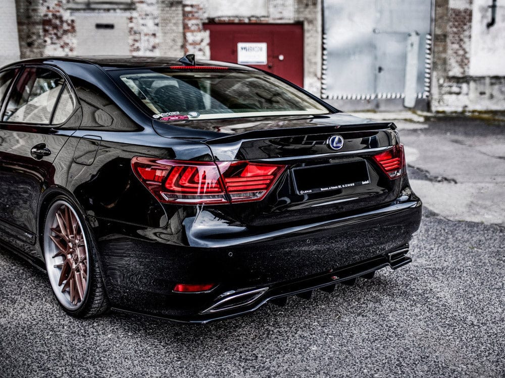 Maxton Design Central Rear Splitter (W/ Vertical Bars) Lexus LS MK4 Facelift 2012-2017 Maxton Design SR